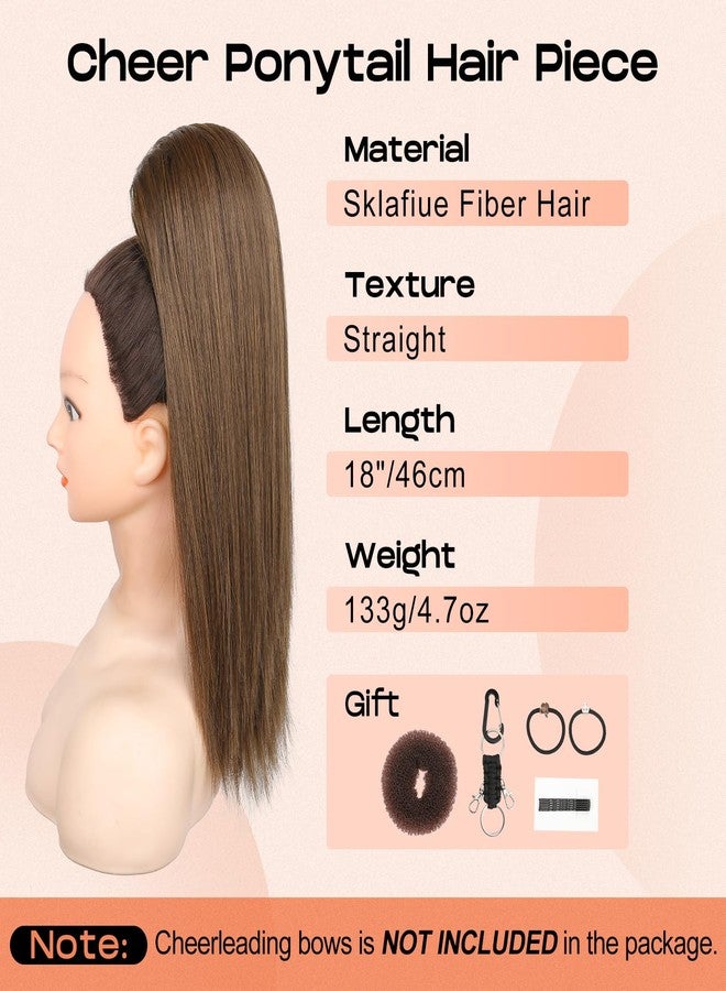 سيكيا وصلة شعر ذيل حصان للتشجيع من سيكيا، 18 بوصة، وصلة شعر مستقيمة للتشجيع، مثالية لمسابقات التشجيع والرقص والأزياء التنكرية، مظهر طبيعي ناعم للفتيات المراهقات، لون موكا ميلت - Image 2